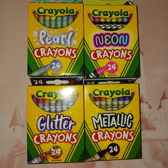 Crayola Other - *3/$30 sale* Brand New 24 ct 4 packs Crayola Crayons Pearl Neon Glitter Metallic